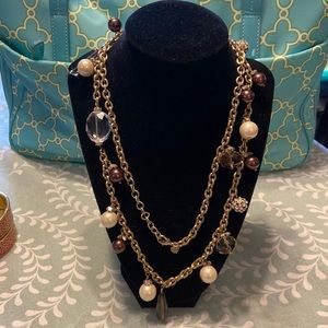Stella & Dot Gold and Pearl Vintage Statement Necklace